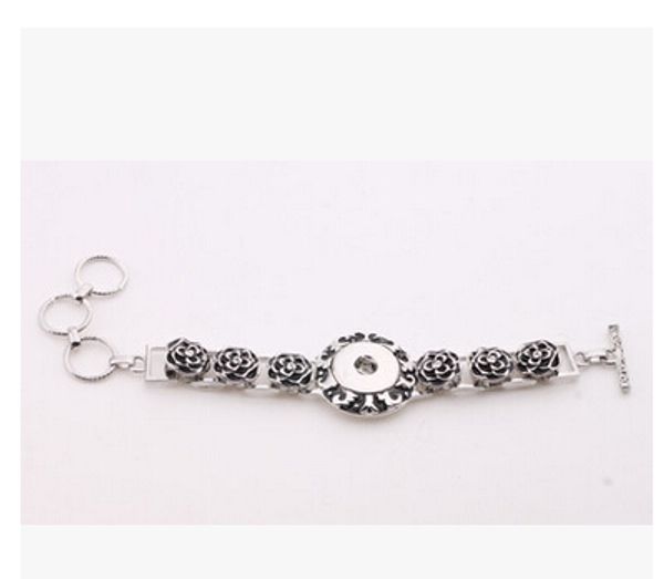 

fashion rose flower diy varisous bracelet 18mm snap jewelry accessories bracelet noosa button snap button giner button bracelet bangle, Golden;silver