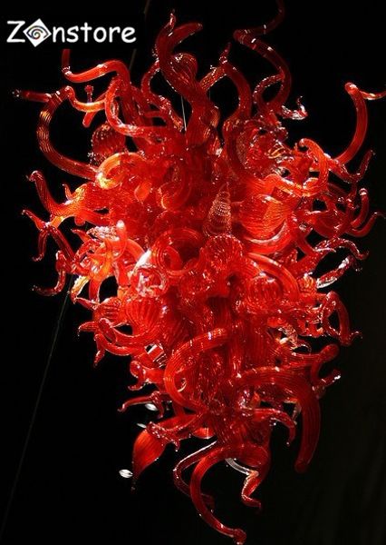 

modern red color chandelier lamp home indoor decor led bulbs hand made blown glass chandelier lighting