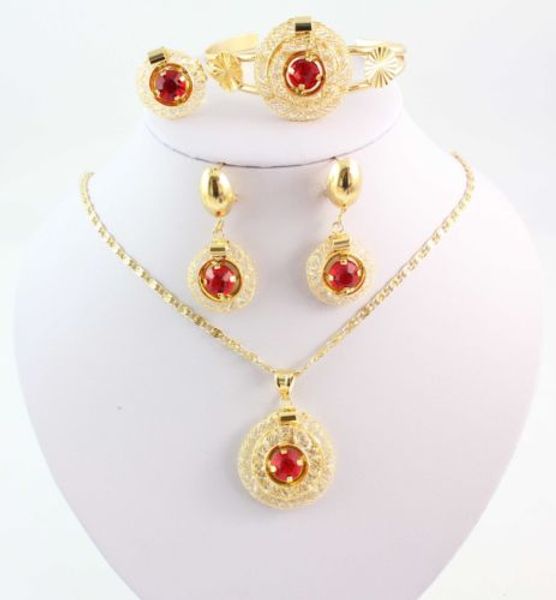 

fashion 18k gold plated necklace bracelet earring ring crystal wedding bridal jewelry sets3684191, Black