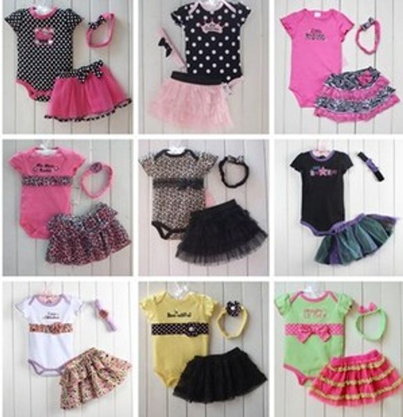 

1Set Розничные новорожденные младенец малышей 3 части одежды Polka Dot повязка + Romper + Ruff