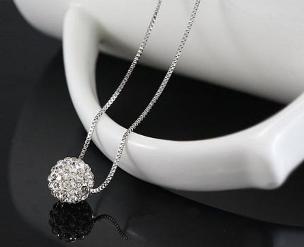 

925 sliver necklace with full shinning diamond ball, classic style, noble and delicate, and, Silver