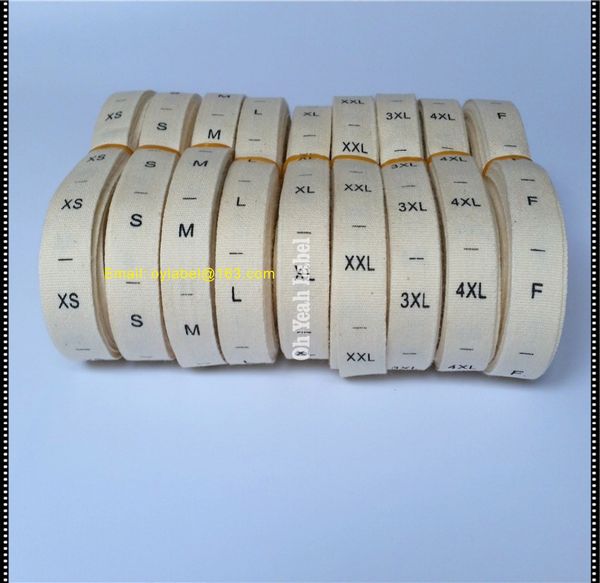 

wholesale clothing label size labels 500 pcs/roll notions 100% nature cotton clothes tags, Black