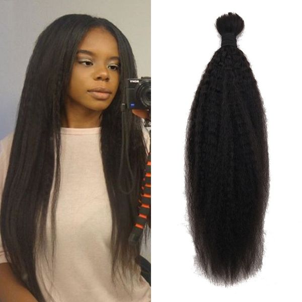 Kinky Straight Bulk Hair No Attachment Natural Color 100 Indian