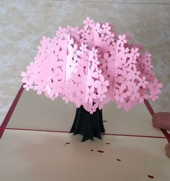 Carta fatta a mano tagliata 3D stereoscopico Fiore Biglietto di auguri Tipo pieghevole Unico creativo cinese artigianato etnico carte Regali