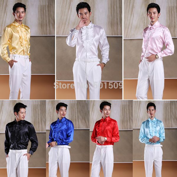 

wholesale-white/black/red/blue/ ruffles tuxedo shirts party/wedding shirts