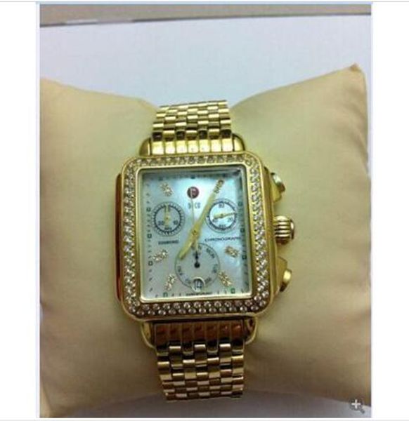 

Hotte t michele deco diamond chronograph day date fully function gold quartz watch fa hion women 039 dre watche