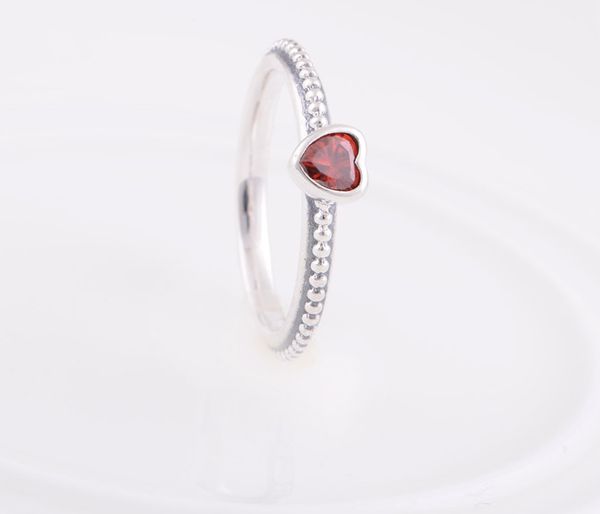 

Высокое качество 100% стерлингового серебра 925 One Love кольцо с красным CZ Европейский Pandora стиль ювелирных изделий Шарм