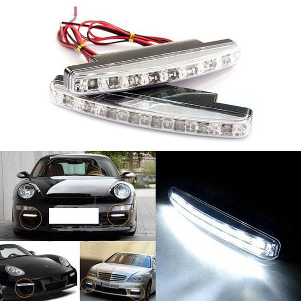 

1set auto 8 led universal car light drl daytime running head lamp super white diy car decoration
