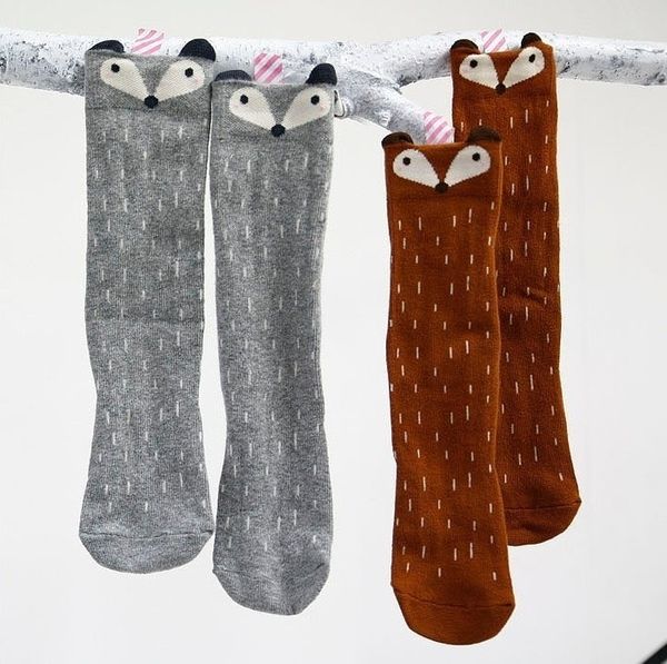 

cartoon cute children print animal cotton baby kids socks knee high long fox socks for toddler girl totoro socks winter, Pink;yellow