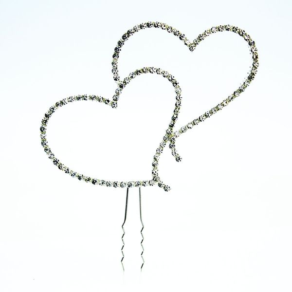 Feis Elegant Wedding Cake Topper High Quality Double Heart Diamond