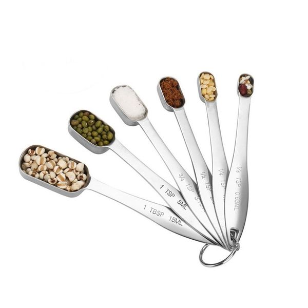 

6 pieces stainless steel measuring spoons set cooking seasoning coffee tea set measuring tool kitchen tableware tools ic884