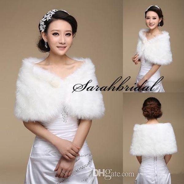 

white bridal wrap shawl coat jackets boleros shrugs regular faux fur stole capes wedding party 17004