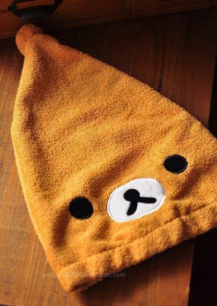 

wholesale- novelty rilakkuma water absorption superfine fiber hair dry cap shower cap bathroom cap
