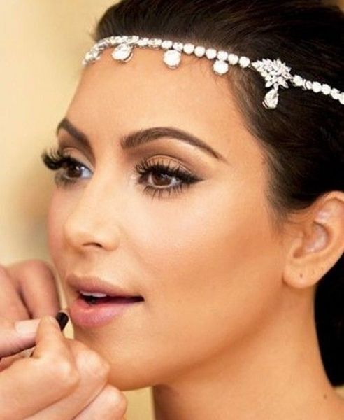 Kim Kardashian Wedding Hair Accessories Rhinestones Crystal