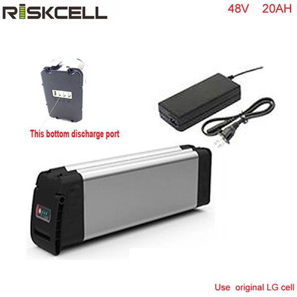 

нижний разряд серебряные рыбы батареи 48v 20ah 1000w ebike литий-ионный аккумулятор с алюминиевым корпусом + зарядное устройство с помощью l
