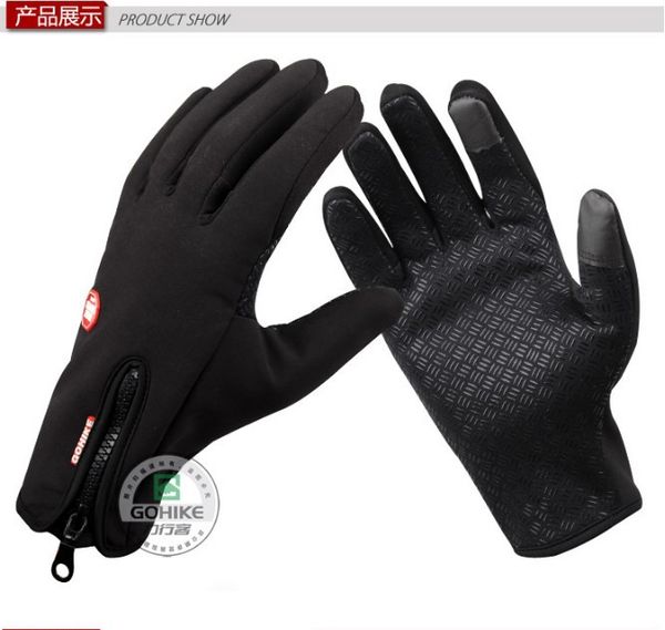 

wholesale-new anti-slip windproof winter outdoor ski bike bicycle full long finger warm touch phone pad screen gloves drop shipping, Blue;gray