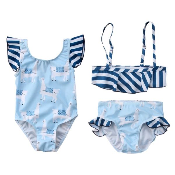 

toddler kids baby girl ruffles sleeveless striped one-piece swimsuit swimwear girls summer bathing suit bikini tankini biquini