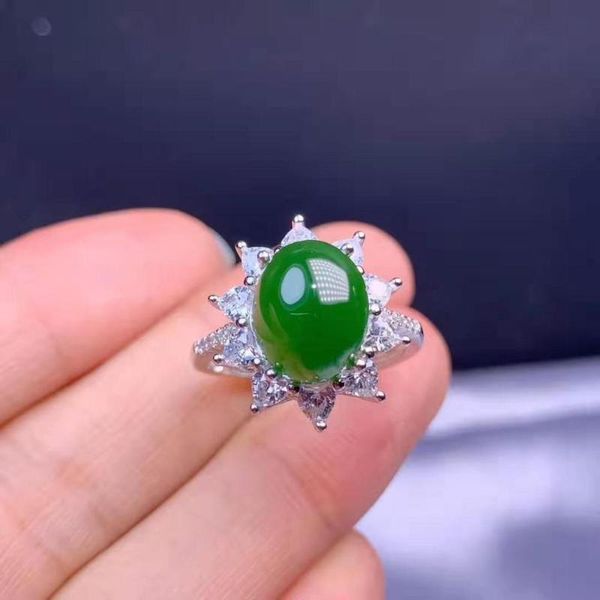 

cluster rings natural jasper gemstone trendy ring for women real 925 sterling silver fashion fine jewelry, Golden;silver