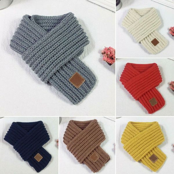 

lovely kids boys girls fashion knitted scarf autumn winter warm solid scarf wrap xmas, Blue;gray