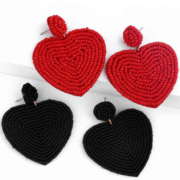 

6 color bohemia big red love heart drop earring for women design fashion girl large sweet wedding party earrings jewelry, Silver