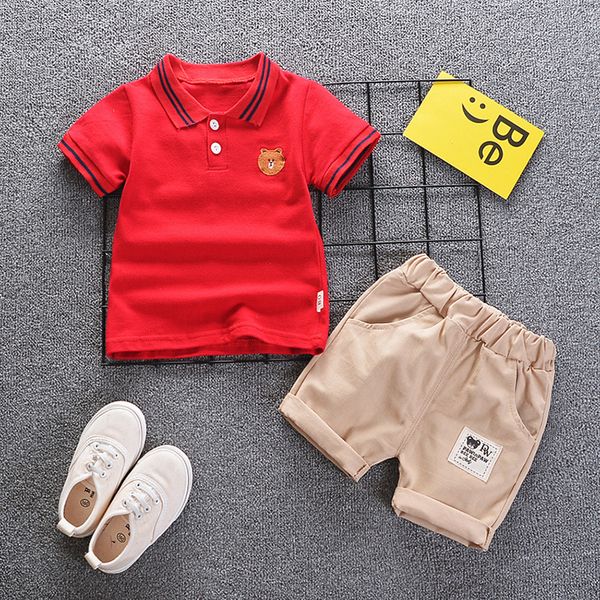 

2019 baby boys clothes fashion summer boys clothing set cotton t-shirt + shorts 2pcs outfits children clothes for 1-5y, White