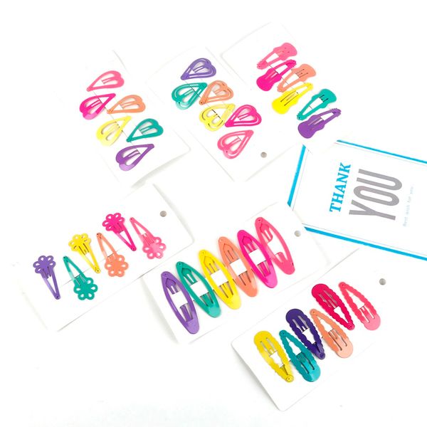 

6pcs/card cartoon mix shape metal candy color girls hairpins hair clip kids girls headwear children accessories baby bb clips