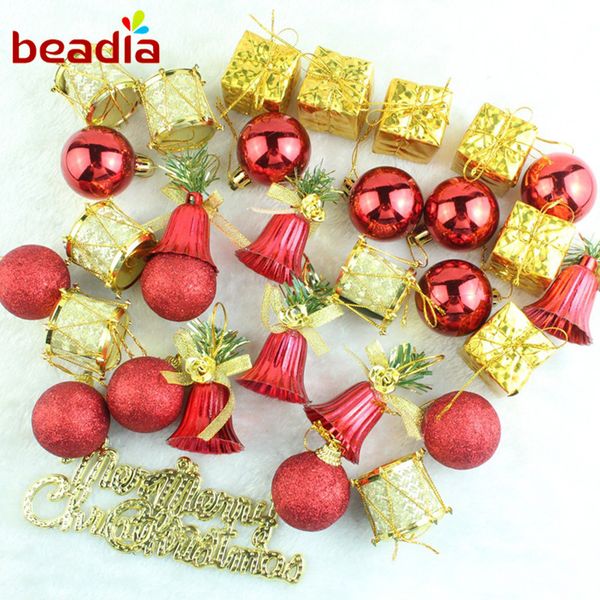 

high qulity 32 pcs christmas tree ornaments christmas bags hanging round pendant bag for party decoration supplies