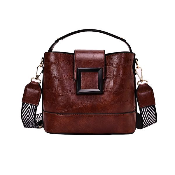 

women fashion retro luxury handbags bucket bag pu stone pattern bucket bag zipper hasp shoulder messenger