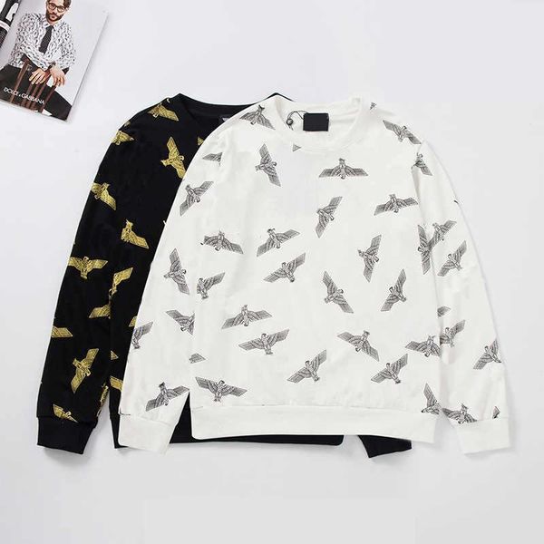 

дизайнер мужчин бренд толстовка черный и белый роскошный дизайн животное печатные мужчины бренд толстовка вокруг шеи длинный рукав осень вес, Black