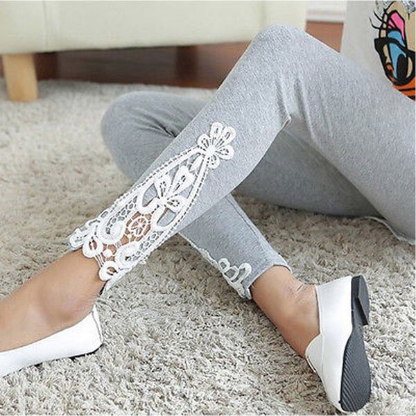 

new fashion women lace crochet skinny stretch pants, Black;white