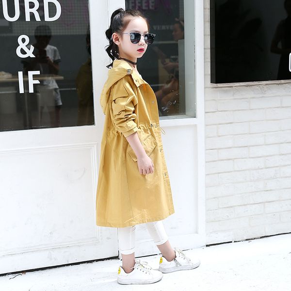 

spring autumn girls casual outerwear solid color children clothes hooded coat for 5-12y kids girl fashion jacket windbreaker new, Blue;gray