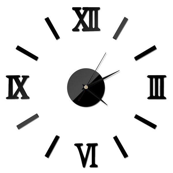 

roman numerals frameless large acrylic mirror surface 3d diy wall clock home office school wall decor clock stickers