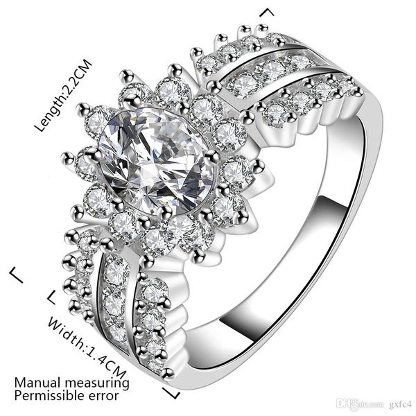 

luxurious design silver wedding / engagement ring with zircon fashion jewelry beautiful gift, Golden;silver