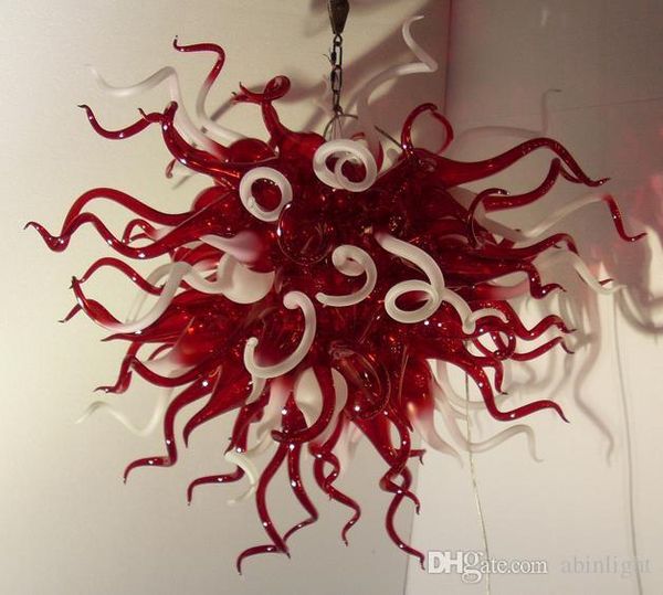 

wedding decor blown glass style chandelier light white and red glass material modern led pendant lamps