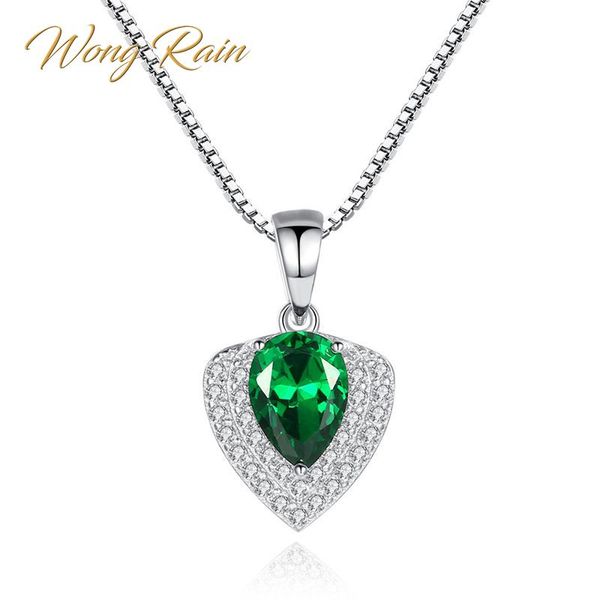 

wong rain luxury 100% 925 sterling silver sapphire emerald ruby gemstone diamonds cocktail pendant necklace jewelry wholesale