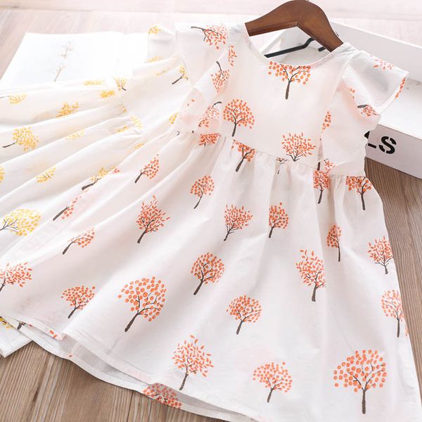 

2020 summer girls printed small back dress wholesale children's clothing, Red;yellow