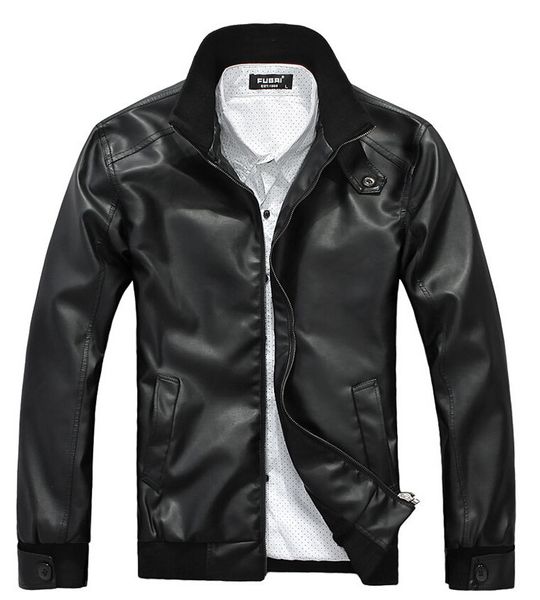 

modis men's pu leather jacket for male leather coats men fashion male jacket chaqueta cuero casual coat clothing for men, Black