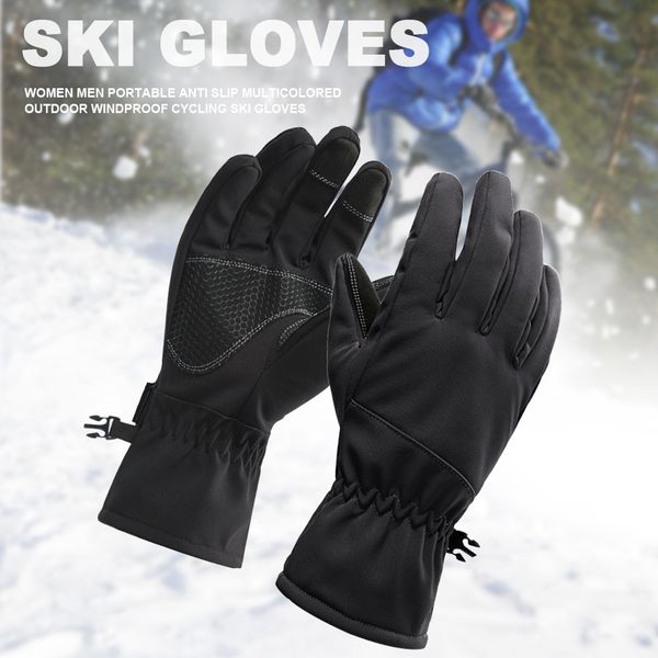 

women men warm portable multicolored elastic cycling thermal waterproof windproof winter hiking ski gloves anti slip outdoor