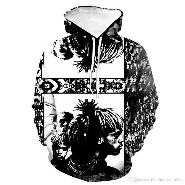 

горячих xxxtentacion rapper поклонники мужчина сувенирной 3d толстовка подросток осень фуфайка с длинным рукавом tops, Black