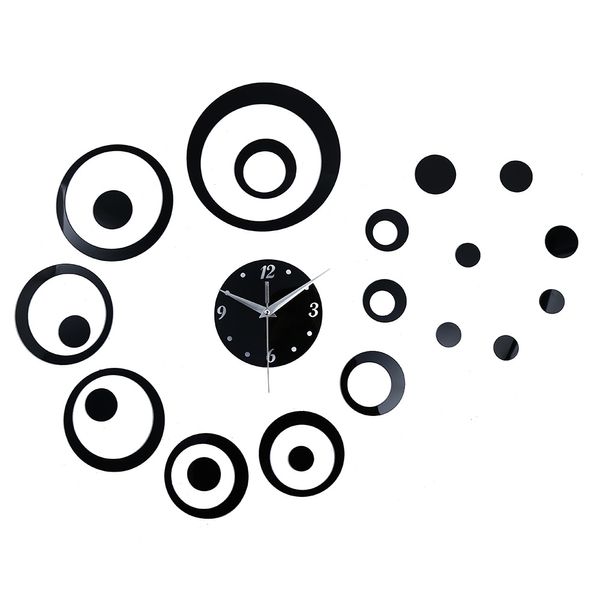 

creative circular mirror effect sticker diy quartz wall clock home decoration