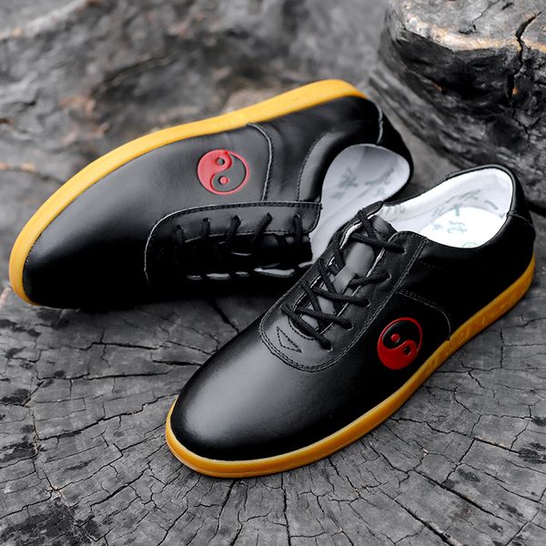 

durable cowhide tai chi shoes soft genuine leather wushu shoes martial arts sneaker sports training footwear