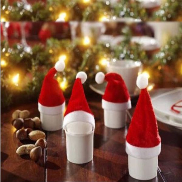 

10pcs/pack mini christmas hat santa claus hat xmas lollipop mini wedding gift creative caps christmas tree