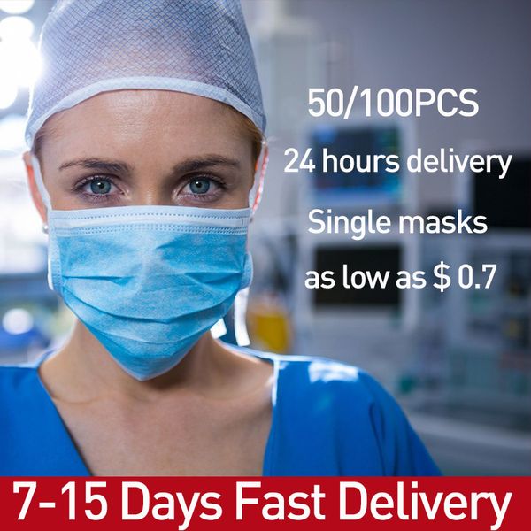 

occi chiari100pcs 3 слоя нетканый medicel одноразовые рот meltblown ткань маски earloops маска быстрая доставка в наличии