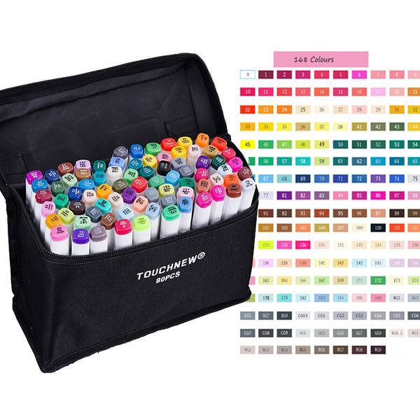

touchnew 168 colors optional artist dual head alcohol ink sketch markers set for manga drawing pen design supplies animation