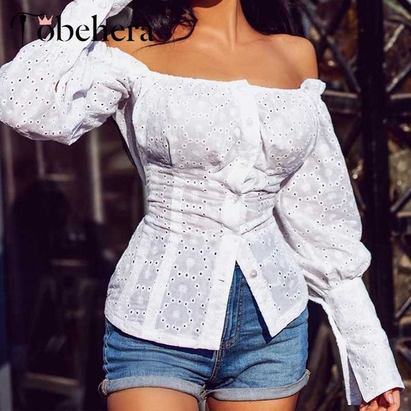

glamaker white off shoulder elegant office blouse shirt women lantern sleeve ruffle blouse spring summer club short top
