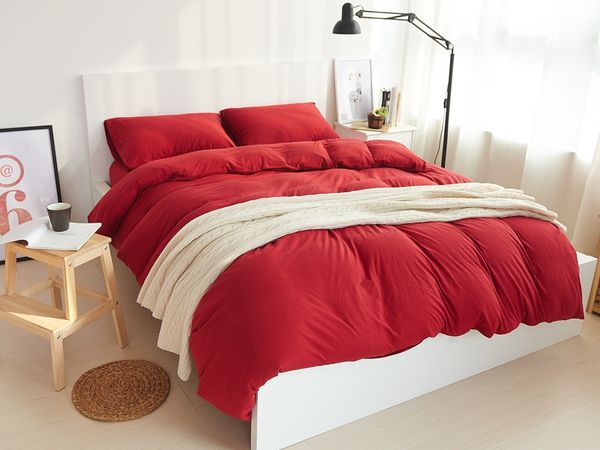 3 4pc 100 Cotton Jersey Knit Bedding Sets Solid Color Bed Linen