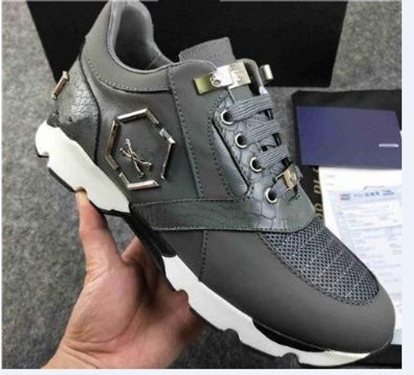 

2019 arrive white sneaker-platform mens shoes 201781 stars luxury layer leather of rivet skulls casual men shoes eur38-45, Black