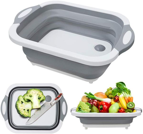 

Folding Chopping Board Fruit Vegetable Washing Drain Sink Storage Basket Collapsible Dish Tub Cuting Board Colander Kitchen Tool