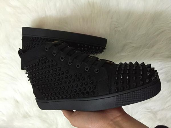 

New with box Mens Designer Sneakers Flat Shoes Shiny Studded Spikes Red Bottom shoes Spikes Orlato Flat Casual Shoes