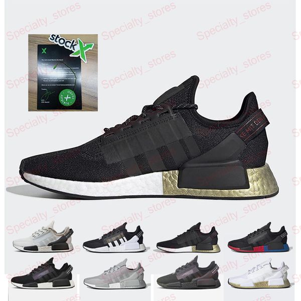 

new 2020 nmd r1 v2 running shoes comes with metallic gold black grey women mens trainers sports sneakers 36-45 breathable